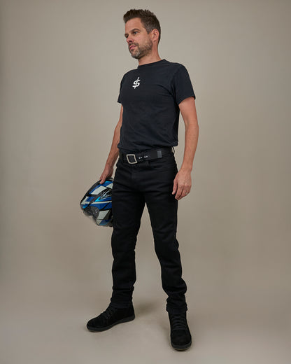 Drifter Mens Solid Black Motorcycle Jeans