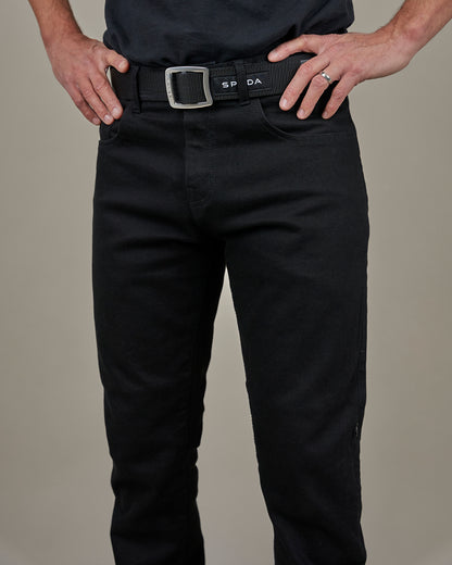 Drifter Mens Solid Black Motorcycle Jeans