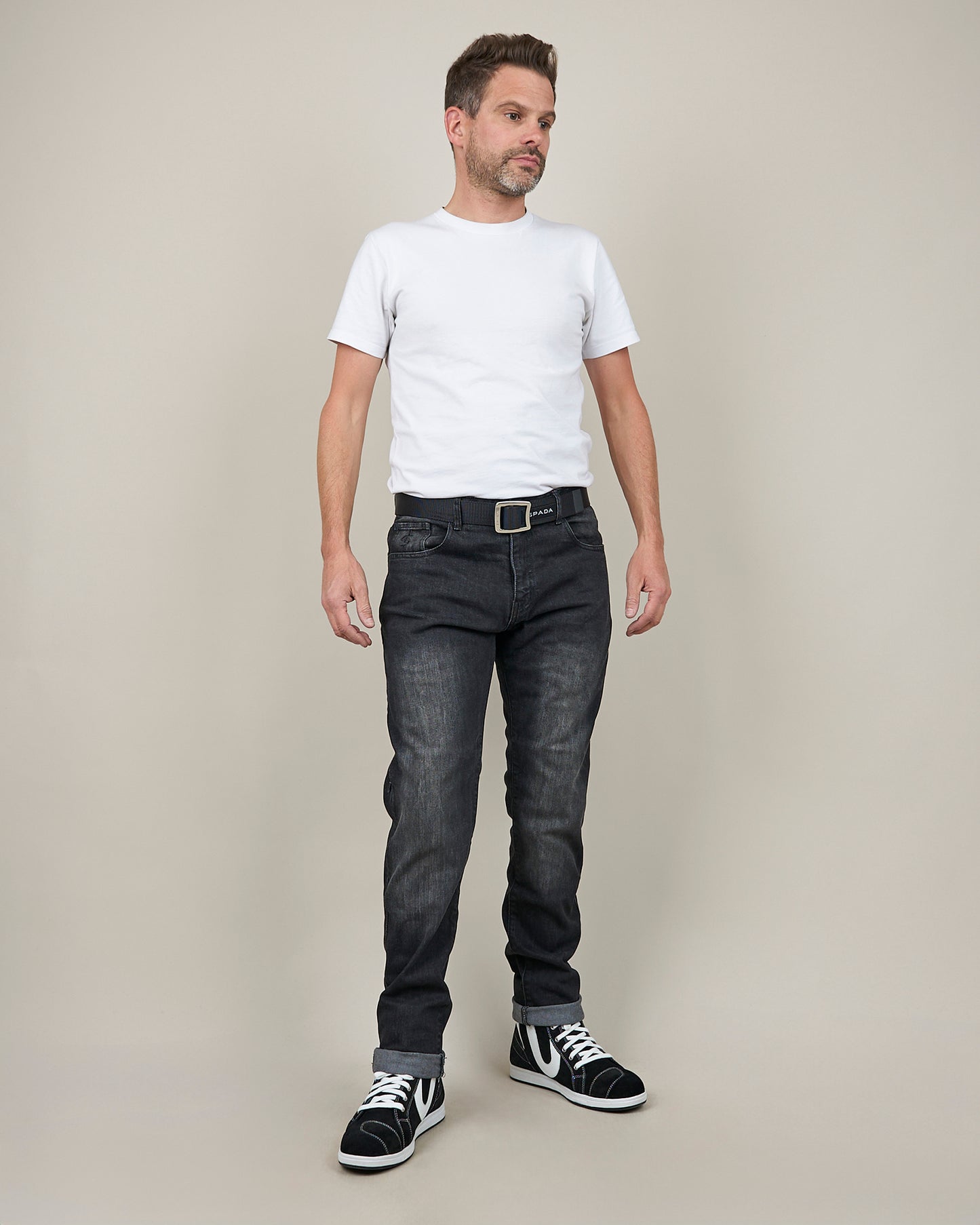 Drifter Mens Washed Black Motorcycle Jeans