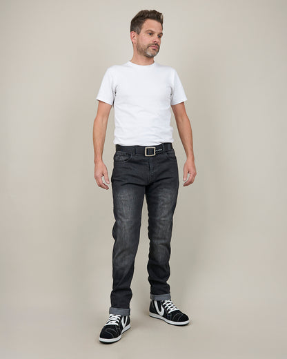 Drifter Mens Washed Black Motorcycle Jeans