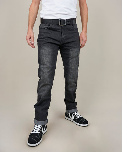 Drifter Mens Washed Black Motorcycle Jeans