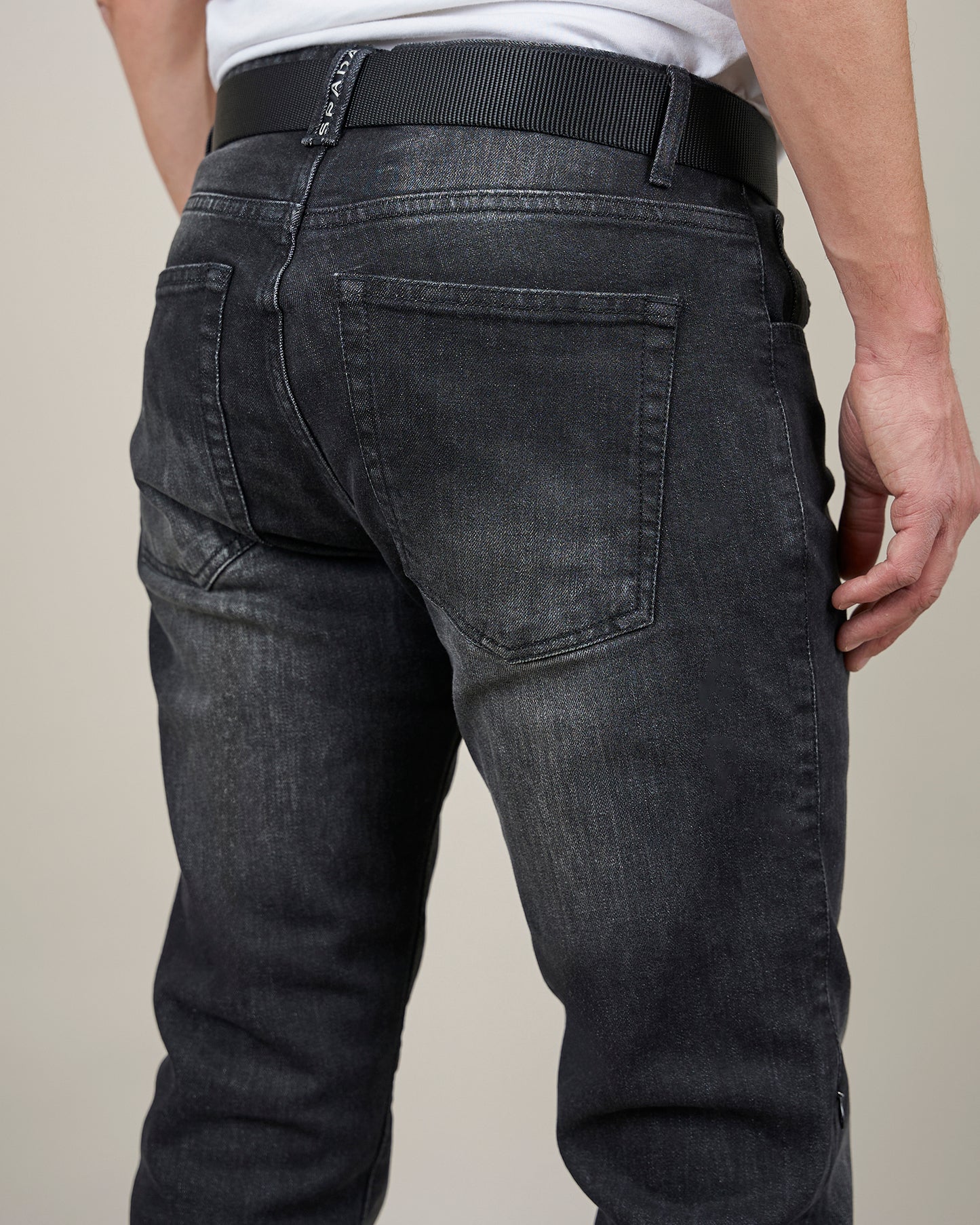 Drifter Mens Washed Black Motorcycle Jeans