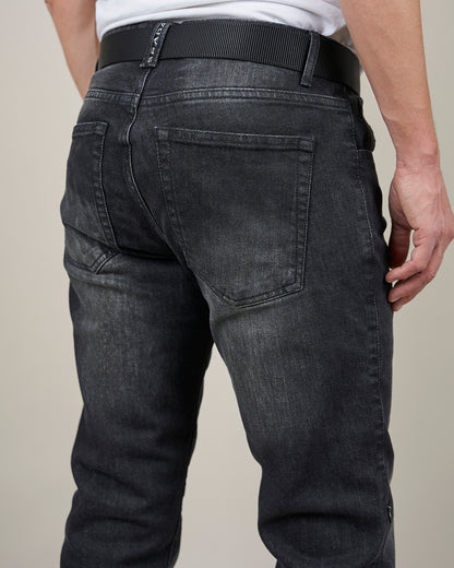 Drifter Mens Washed Black Motorcycle Jeans