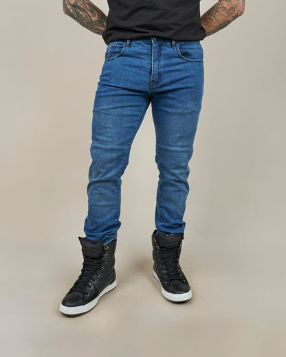 Drifter Mens Washed Blue Motorcycle Jeans