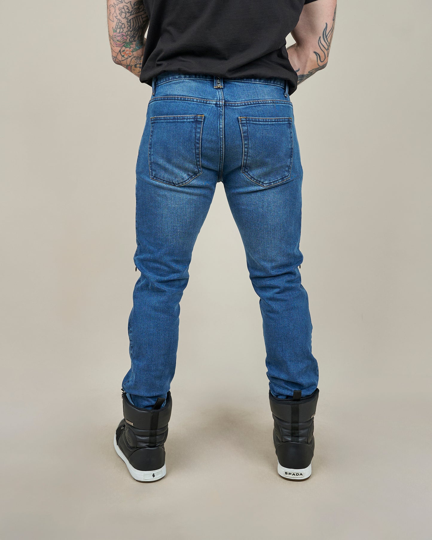 Drifter Mens Washed Blue Motorcycle Jeans