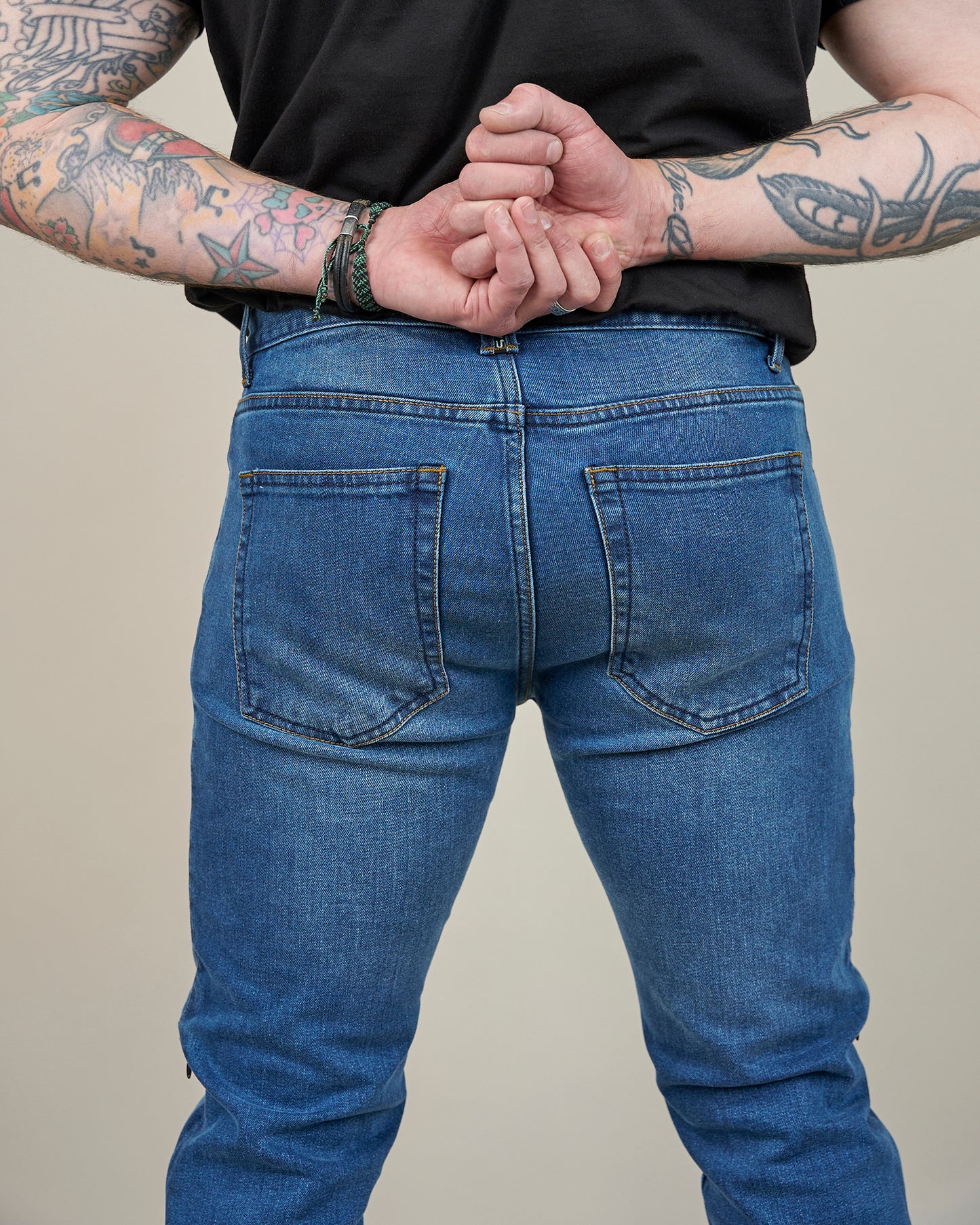 Drifter Mens Washed Blue Motorcycle Jeans