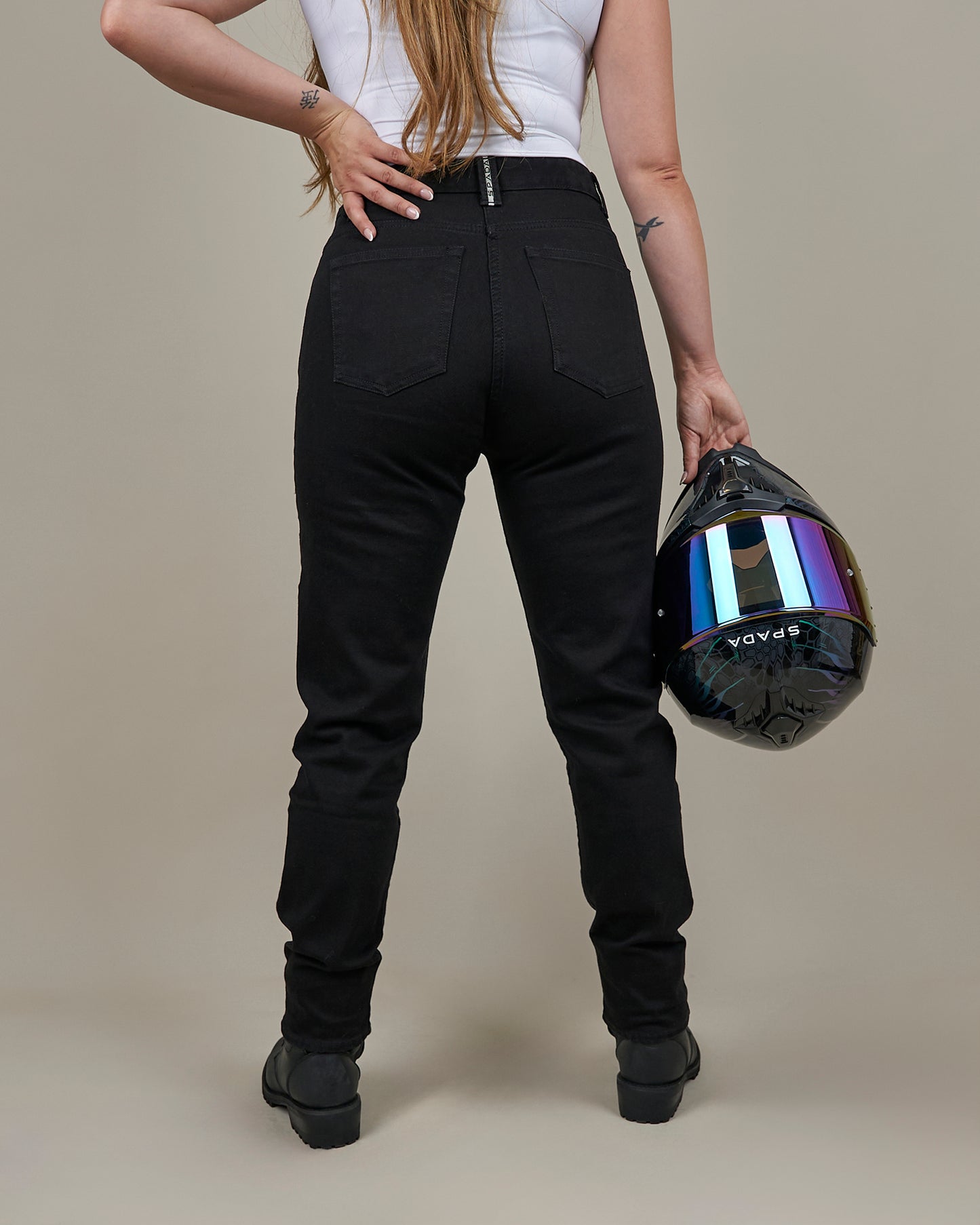 Drifter Ladies Solid Black Motorcycle Jeans