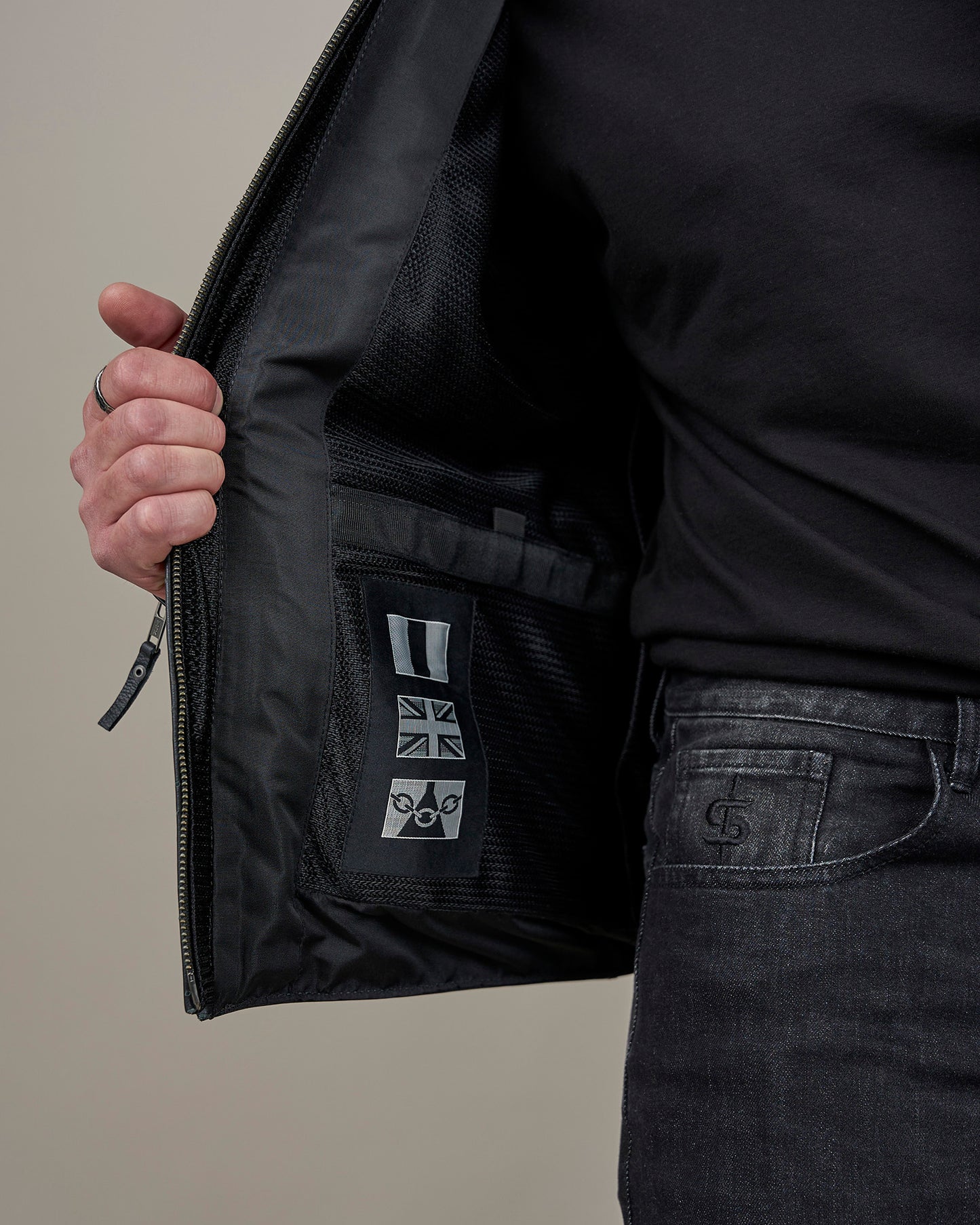 Hanzo Black & Ivory Leather Motorcycle Jacket