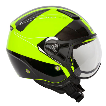 Hellion Twist Yellow Open Face Motorcycle Helmet
