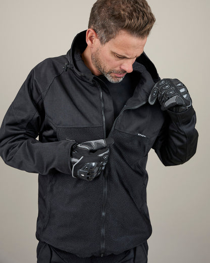 Hooded Air Black Motorcycle Jacket