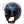 black and metallic blue open face motorbike helmet with integrated sun visor
