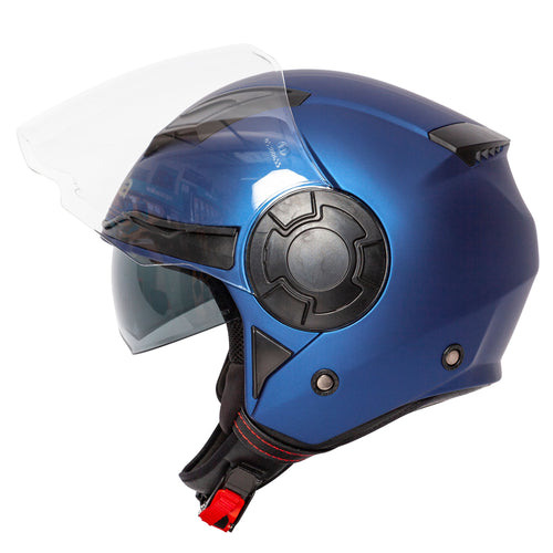 blue half face motorcycle helmet Lycan 06 Motorbike Helmet – Matt Blue | ECE 22.06