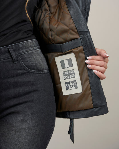 Lancer Ladies Black Leather Motorcycle Jacket