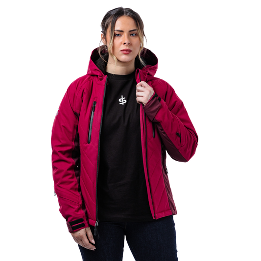 Bella Port Red Quilted Ladies Motorcycle Jacket