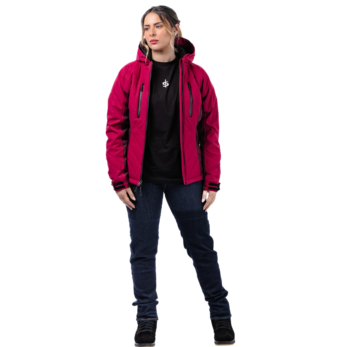 Bella Port Red Quilted Ladies Motorcycle Jacket
