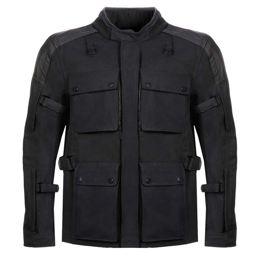 front of black motorcycle jacket for men with ventilation