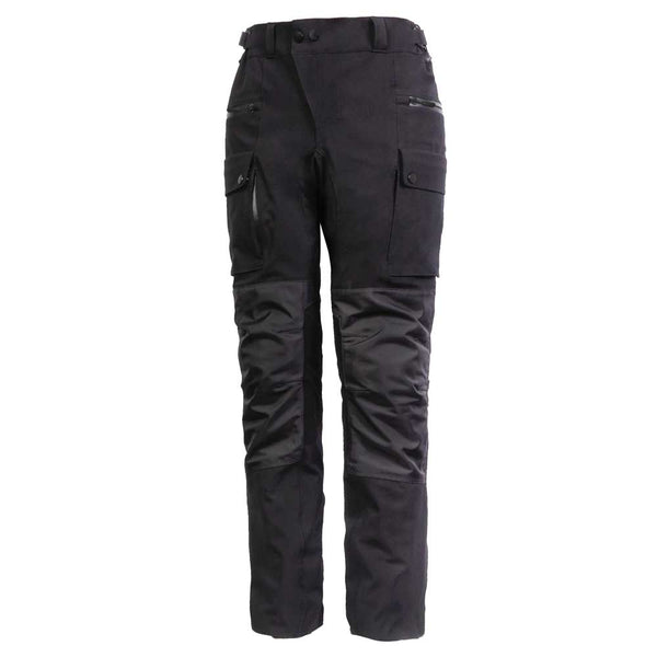 side view of black motorcycle trousers for men