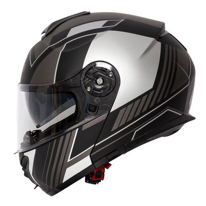 Orion Whip Matt Black & Silver Flip Up Motorcycle Helmet