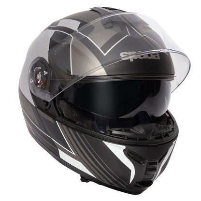 Orion Whip Matt Black & Silver Flip Up Motorcycle Helmet