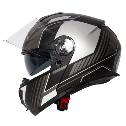 Orion Whip Matt Black & Silver Flip Up Motorcycle Helmet