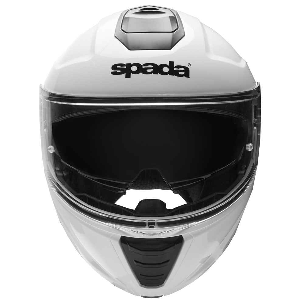 front of white motorcycle helmet