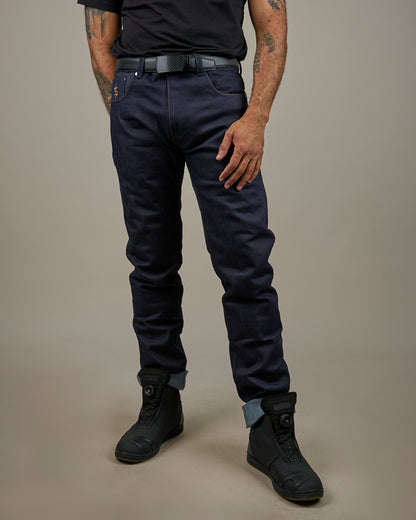 Ronin Mens Raw Indigo Motorcycle Jeans
