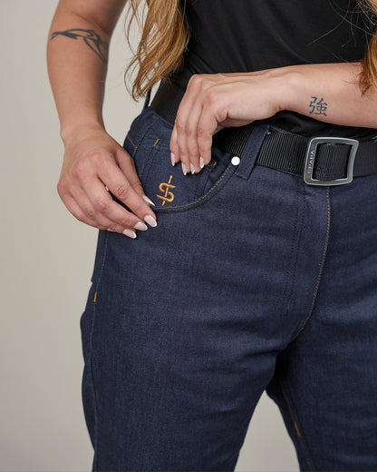 Ronin Ladies Raw Indigo Motorcycle Jeans