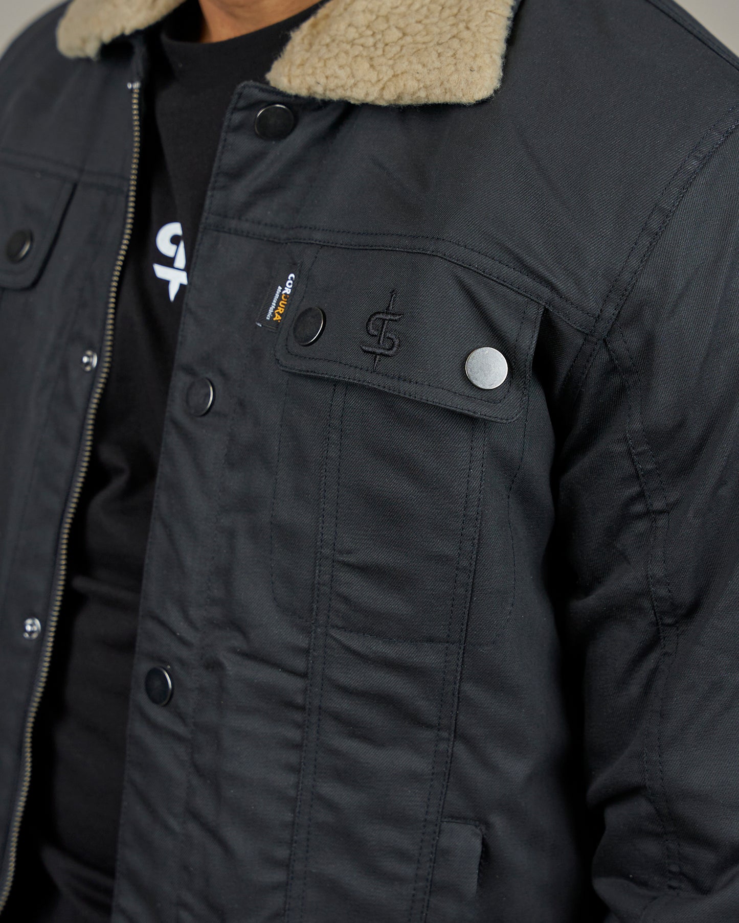 Temper Black & Tan Trucker Motorcycle Jacket