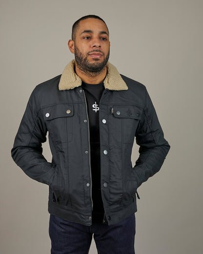 Temper Black & Tan Trucker Motorcycle Jacket