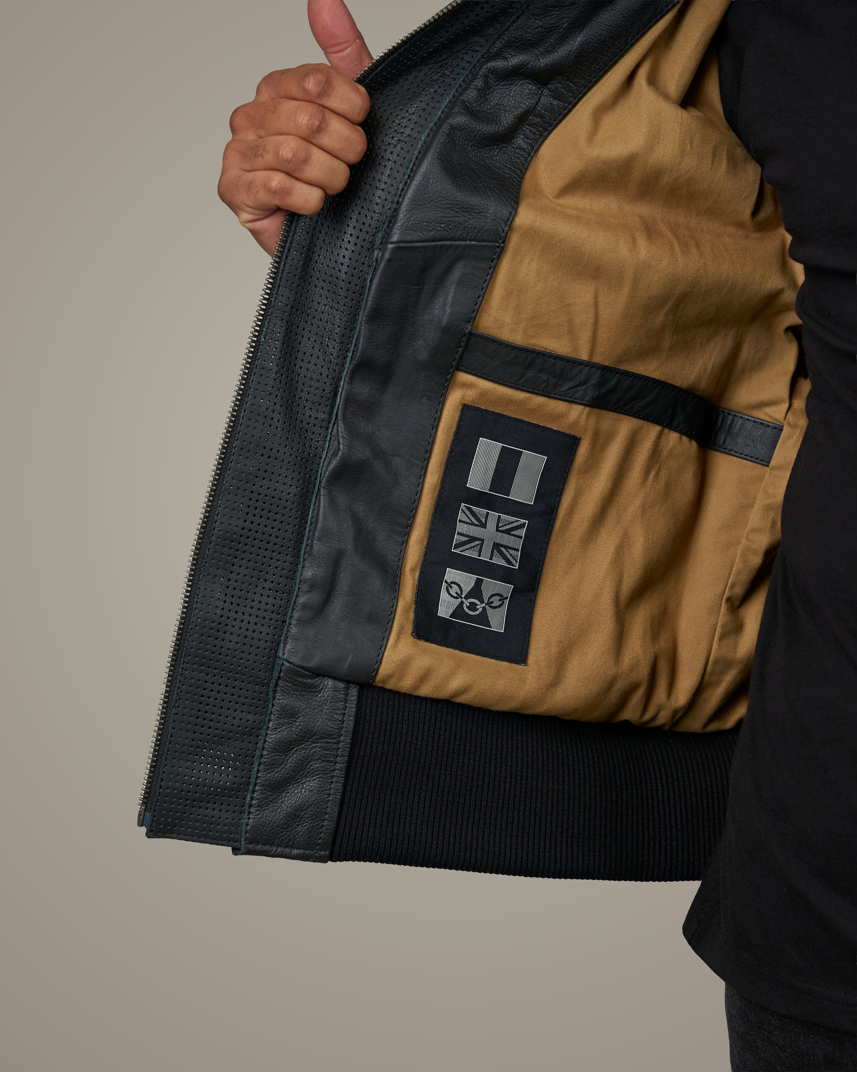 Turbine Black Leather Motorcycle Bomber Jacket