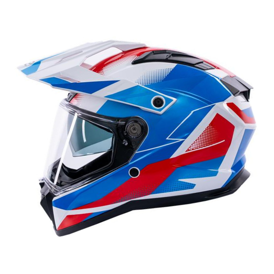Trailhawk Raptor Red, Blue & White Adventure Motorbike Helmet