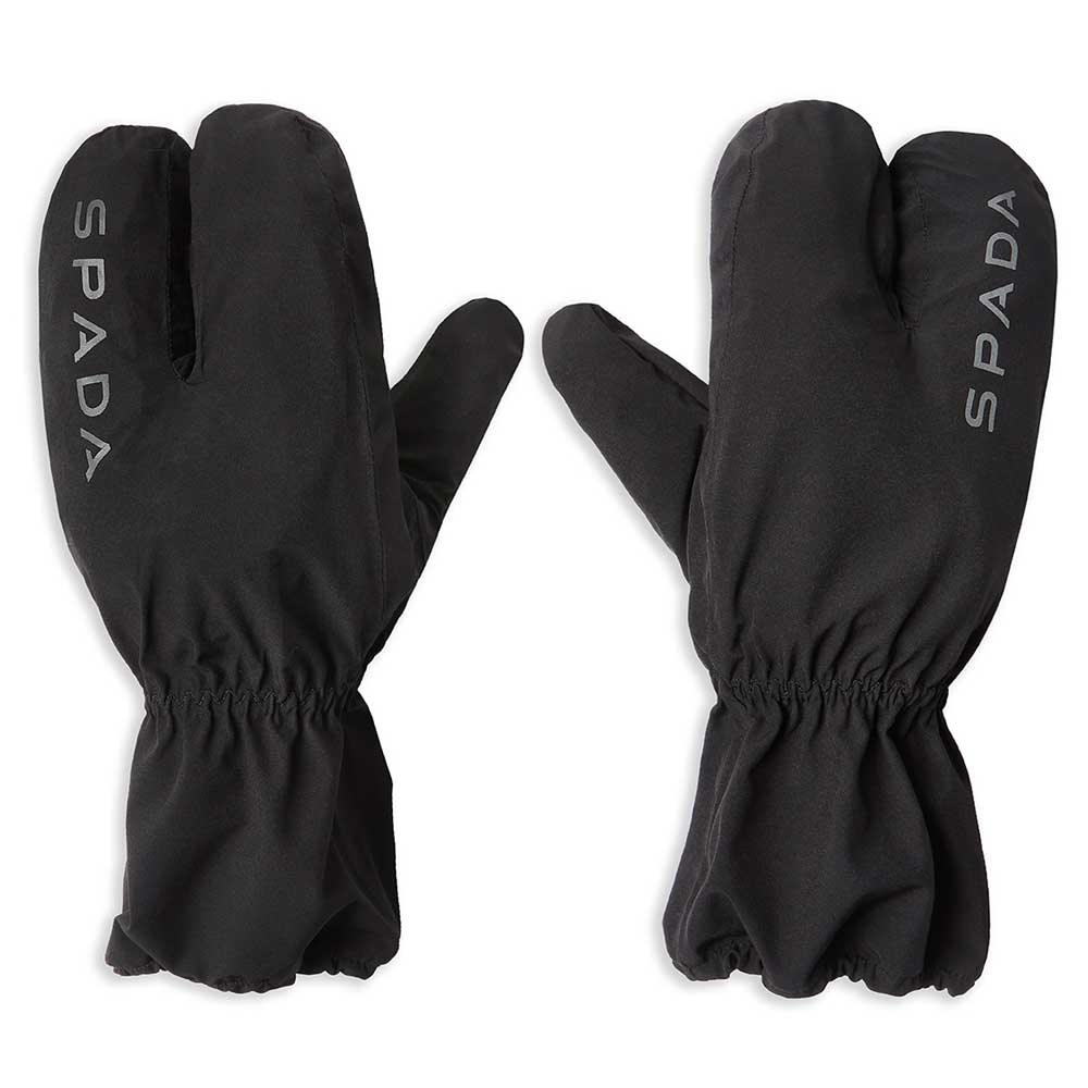 pair of black motorcycle gloves overmitts with claw finger