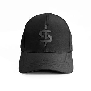 front of black base ball cap with spada logo