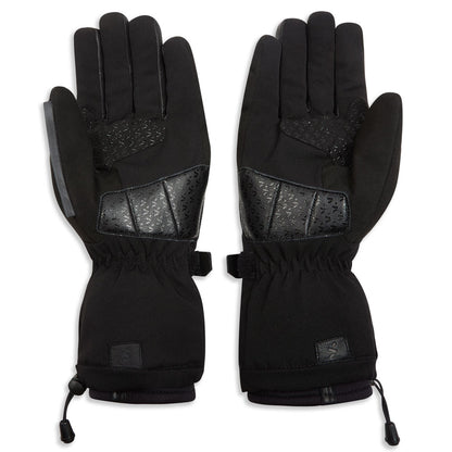 black leather and polyester waterproof motorcycle gloves with double palm reinforcement