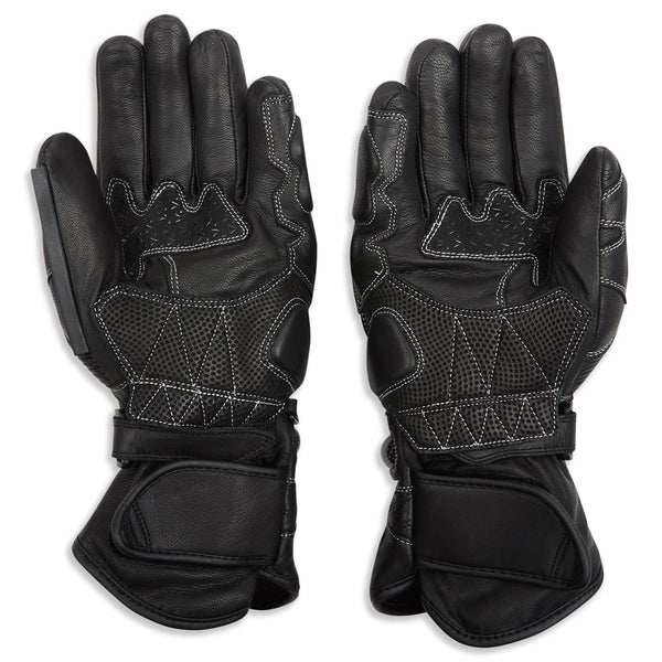 black motorcycle gloves for winter with waterproof membrane and thermal lining