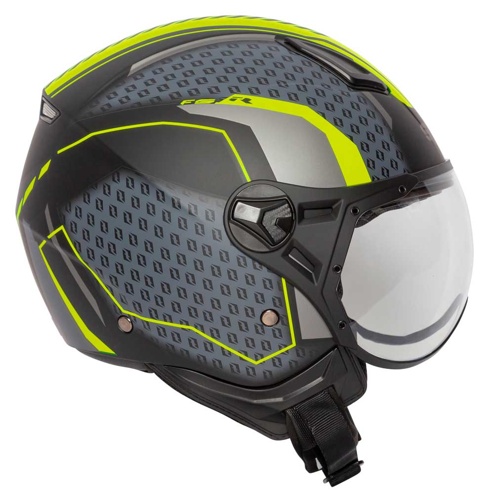 Hellion Arrow Matt Black & Yellow Flourescent Open Face Motorcycle Helmet