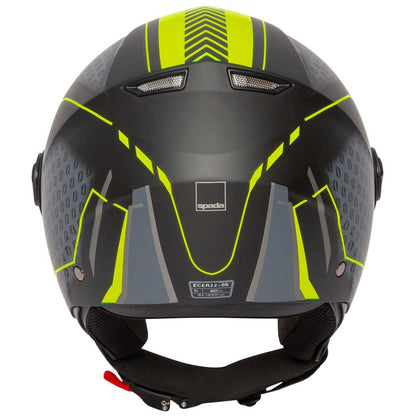 Hellion Arrow Matt Black & Yellow Flourescent Open Face Motorcycle Helmet