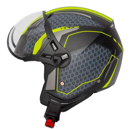 Hellion Arrow Matt Black & Yellow Flourescent Open Face Motorcycle Helmet