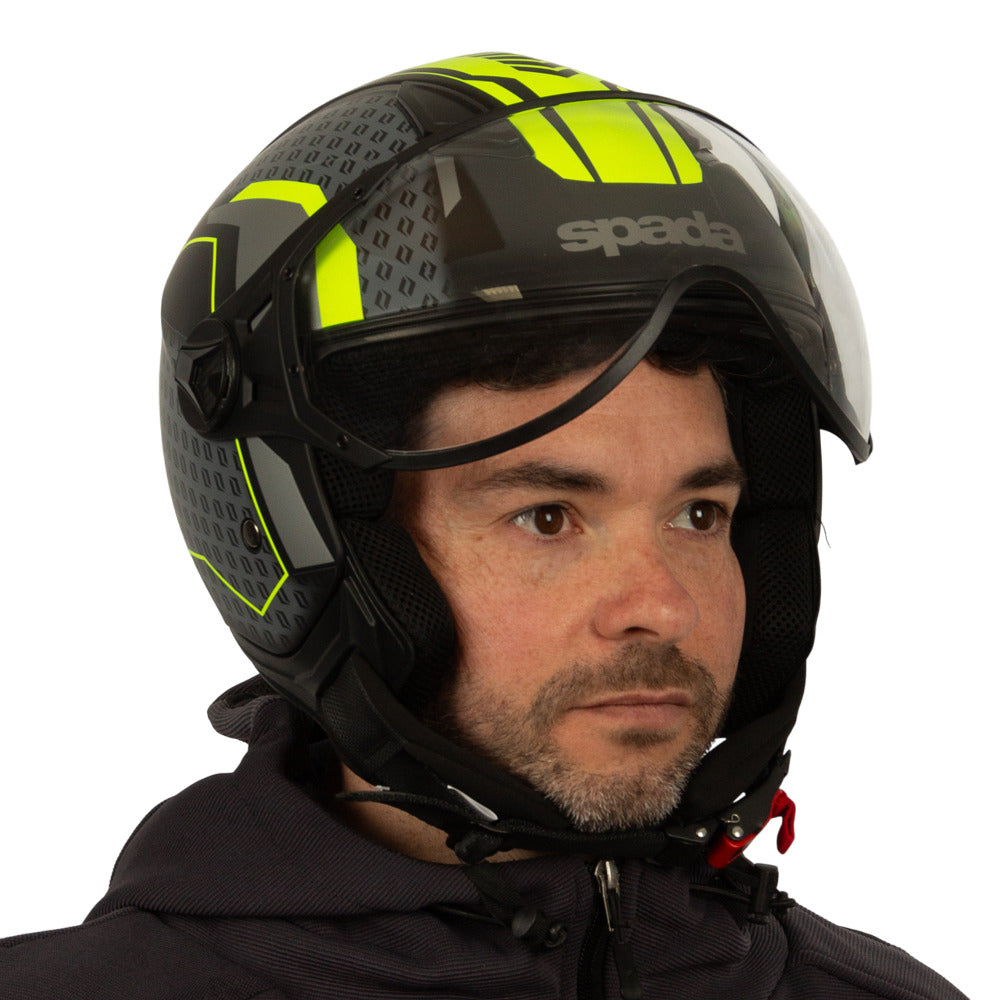 Hellion Arrow Matt Black & Yellow Flourescent Open Face Motorcycle Helmet