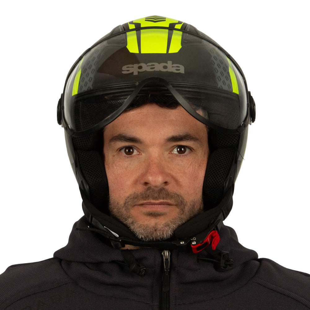 Hellion Arrow Matt Black & Yellow Flourescent Open Face Motorcycle Helmet