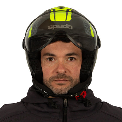 Hellion Arrow Matt Black & Yellow Flourescent Open Face Motorcycle Helmet