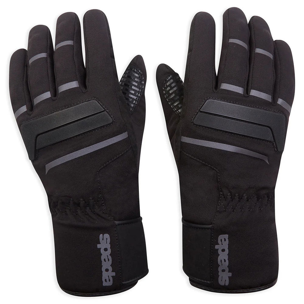 ladies black motorcycle gloves by spada with knuckle protection and waterproof lining