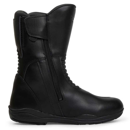 waterproof black motorcycle boots made of pu coated leather