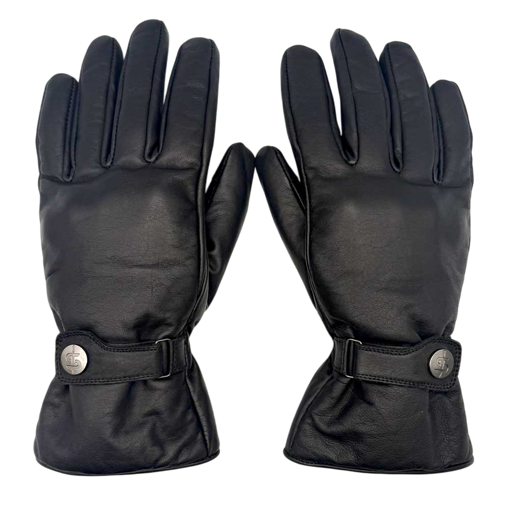 Injector Black Waterproof Leather Motorcycle Gloves