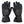 A pair of black leather motorcycle gloves with adjustable wrist straps and metal embellishments.