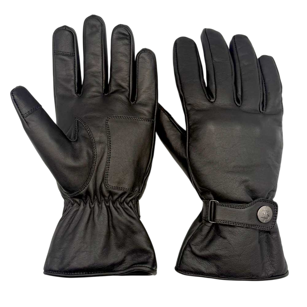 Injector Black Waterproof Leather Motorcycle Gloves