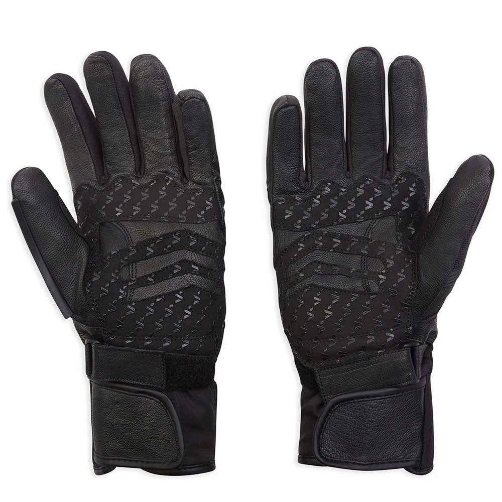 inner of women's motorcycle black gloves with leather palm