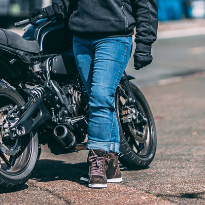 Drifter Ladies Washed Blue Motorcycle Jeans