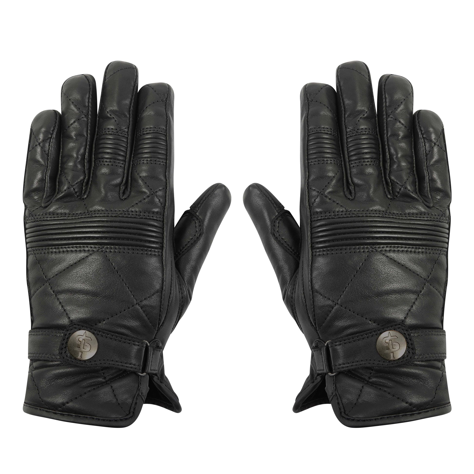 pair of black leather motorcycle gloves for women