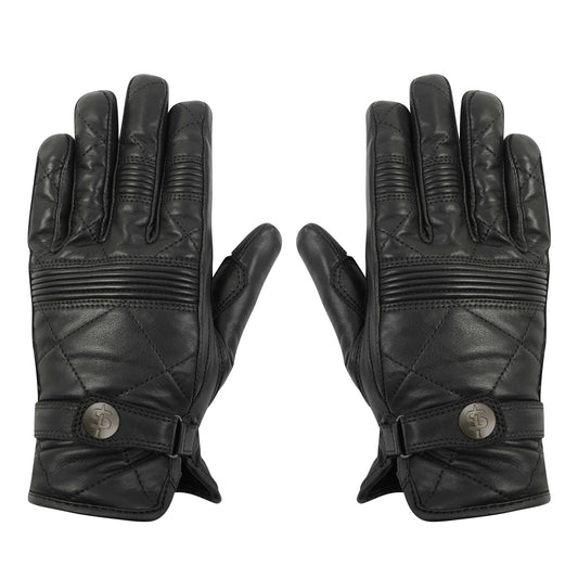 Lancer Ladies Black Waterproof Leather Motorcycle Gloves